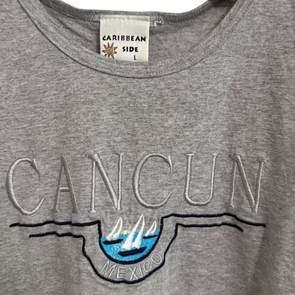 Caribbean Side Cancun Mexico Gray Tank Top Large - Picture 2 of 3
